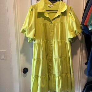 Lime Green Tiered Dress